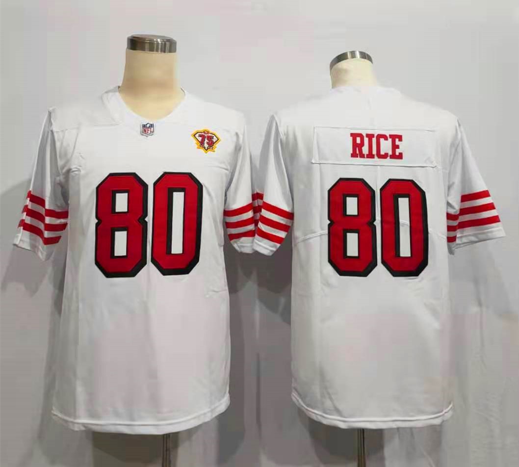 Men's San Francisco 49ers Jerry Rice White 75th Anniversary Jersey